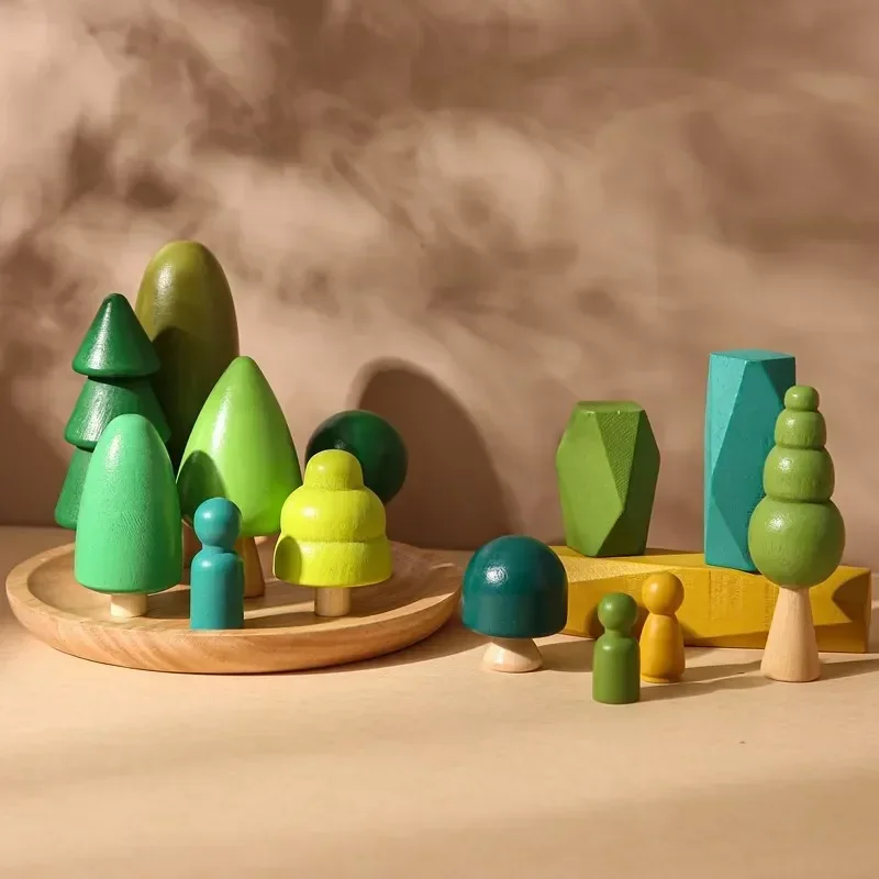 1Set Wooden Natural Simulation Tree Wooden Toys for Children Montessori Game Educational Toy Baby Room Decoration Baby Gifts