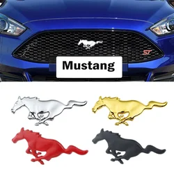 15.5x6 CM Zinc alloy Car Front Hood Grille Body Badge Horse Emblem Sticker Decal For Mustang Focus Mondeo Shelby GT350