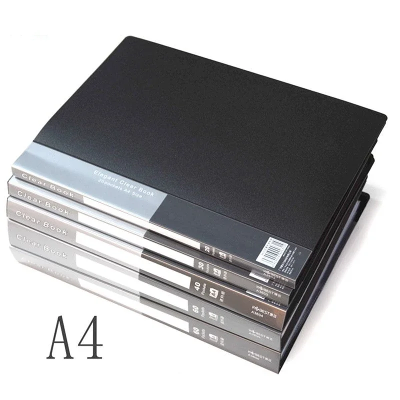 A4 حقيبة ملفات سوداء 20 30 40 60 صفحة كتاب البيانات سعة كبيرة الملفات مجلد معلومات كتيب القرطاسية مكتب اللوازم المدرسية #2