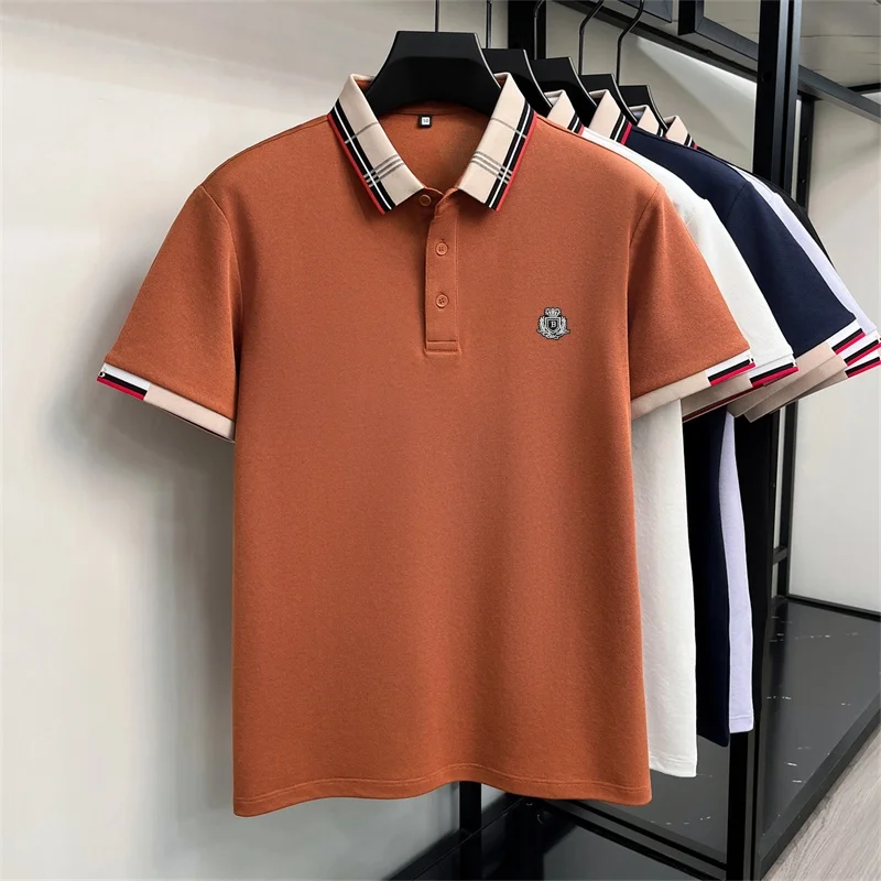 Neues Sommer-Herren-Poloshirt mit Kurzen Ärmeln, Kragen und Knöpfen, Luxuriöse Buchstaben-Stickerei, Lässiger Vielseitiger Jugendlicher Preppy-Stil Herrenbekleidung – Detail 12