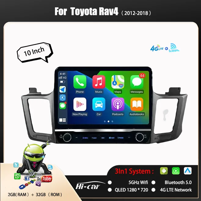 

New 2Din Android Car Multimedia Radio For Toyota Rav4 2012-2018 CarPlay Stereo Screen GPS Navigation Multimedia Player Head Unit