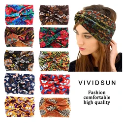 Printed Wide Elastic Headband Pilates Yoga Running Cycling Hairband Turban Makeup Hair Hoop Makeup Headwrap for Women Girl
