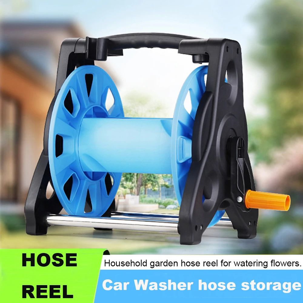 Multifunctional Garden Hose Cart Car Washing Hose Manual Reel Storage Rack Portable Design for Garden Watering Car Washing