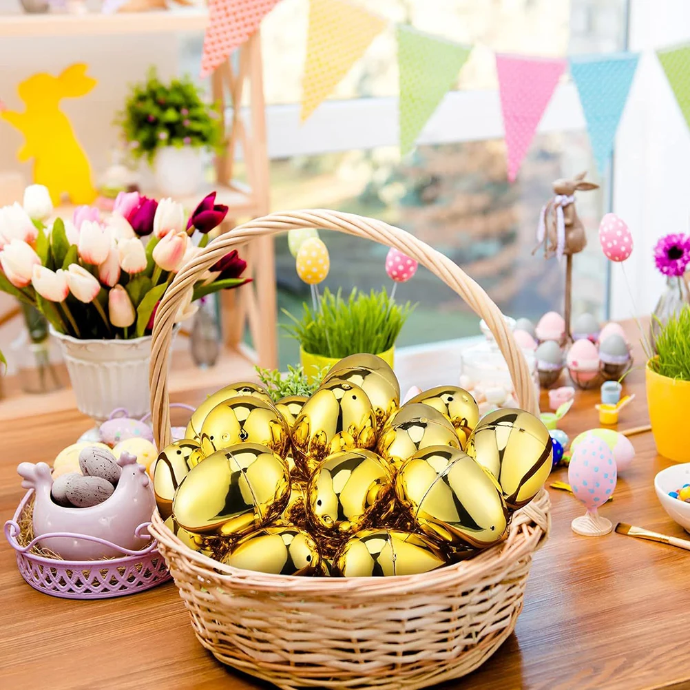 

20pcs Easter Decoration Refillable Plastic Eggs Candy Gift Boxes Party Favors Egg Shaped Ornaments for Home Office Shop Banquet