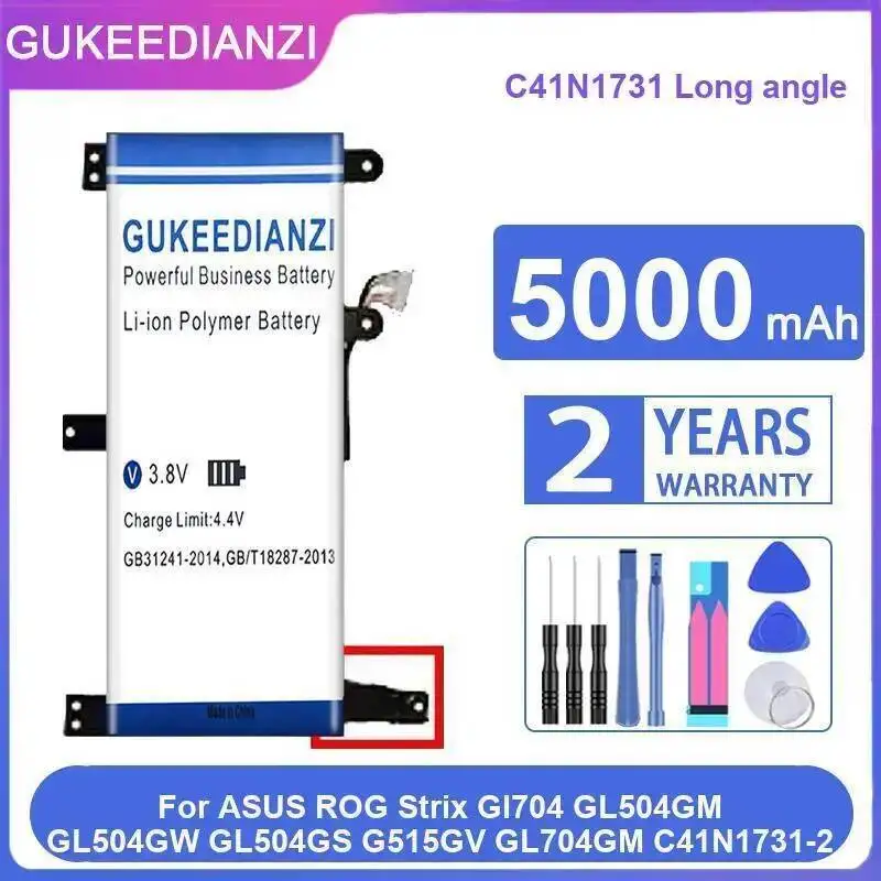 

For Asus Rog Strix Gl704 GL504GM GL504GW GL504GS G515GV GL704GM C41N1731-2 Laptop Battery C41N1731 Long Angle Safe 5000Mah