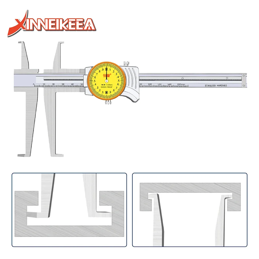 9-150mm 9-200mm 9-300mm High Precision Double Inner Groove Pointer Type With Watch Caliper Groove In Hole Measurement Tools