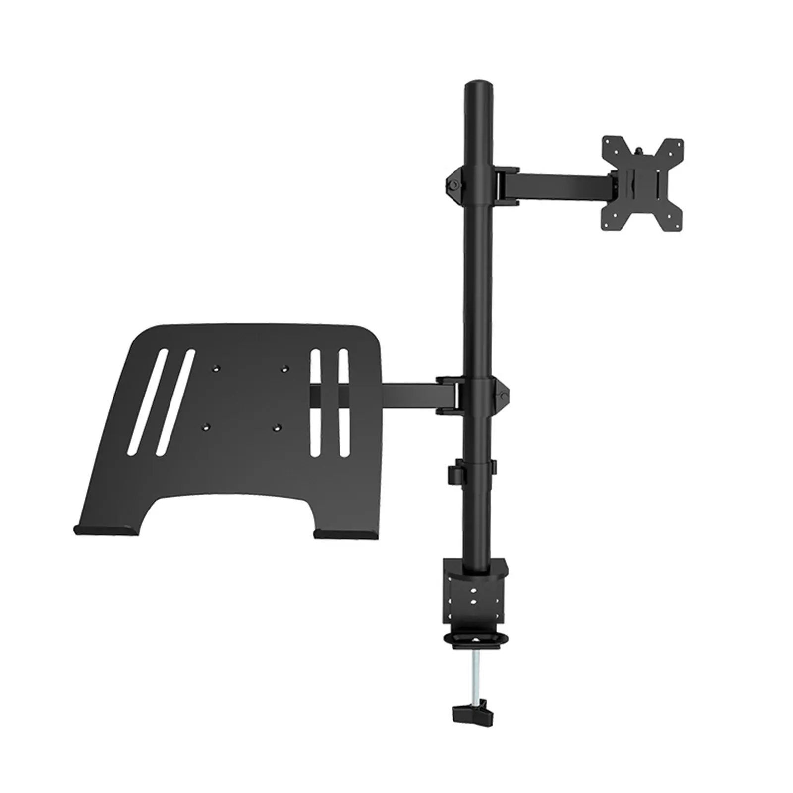 Laptop- und Monitor-Doppelständer mit Klemme, vollständig verstellbarer ergonomischer Schreibtischständer für 13-27 Zoll Bildschirme, robuster Stahlarm, 8 kg Tragkraft