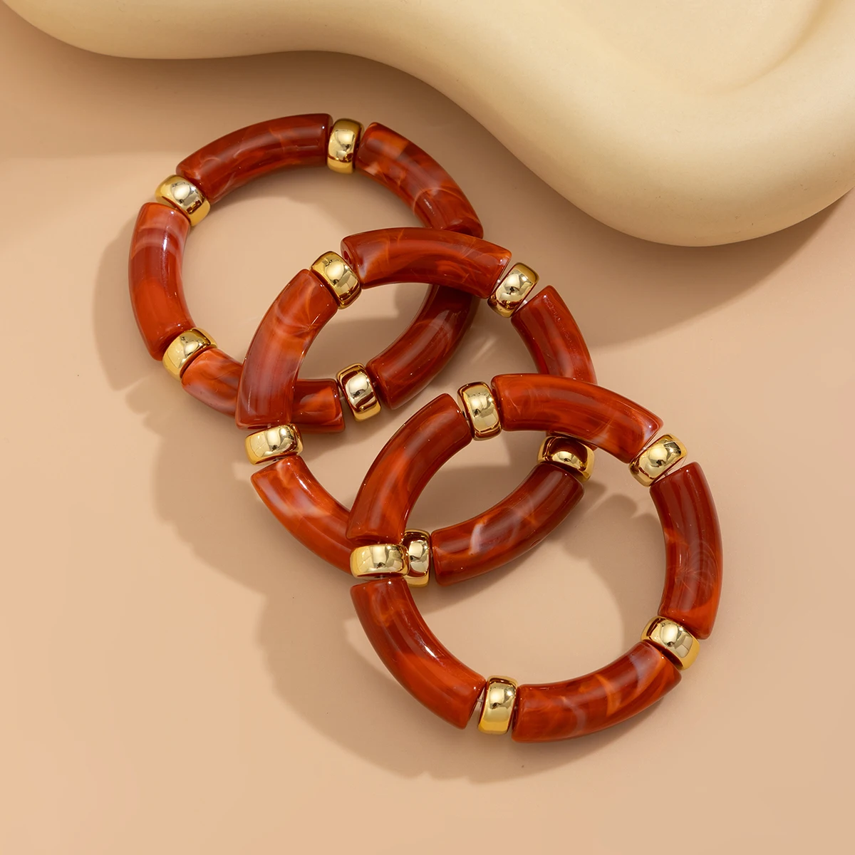 PuRui 3 Teile/satz Bohomia Bunte Bambus Rohr Stapelbare Kunststoff Perlen Armband für Frauen Vintage Elastische Armreif Paar Schmuck – Detail 8