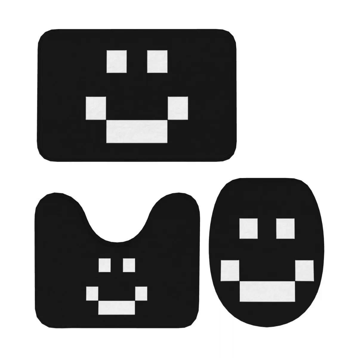 

Quackity Merch Smile Logo 3 шт. Коврик для ванной Набор для ванной комнаты Крышка унитаза Домашний декор Нескользящий ковер Напольный коврик
