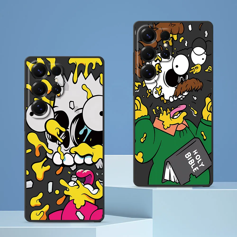 Black Phone Case For Samsung Galaxy S26 S24 S22 S23 S25 S20 FE S7 Edge S9 S10 S21 Ultra S8 Plus TPU Cover The Simpsons Cartoon