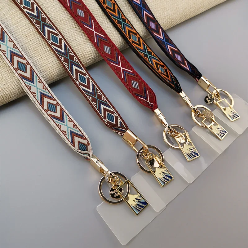 Mobile Phone Lanyard Hanging Neck Women\'s Exquisite Ancient Style National Style Hanging Rope Vintage EmbroideryPendantRemovable
