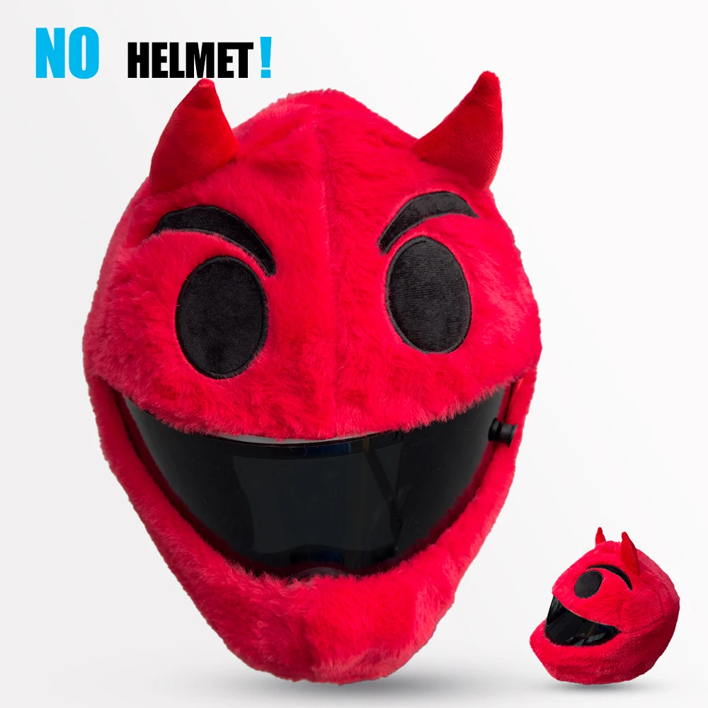 Plush Cover For Motorcycle Full Helmet Headgear Hoods Devil Decoration Cute Cartoon Mask Helm Accessories Capacete Moto