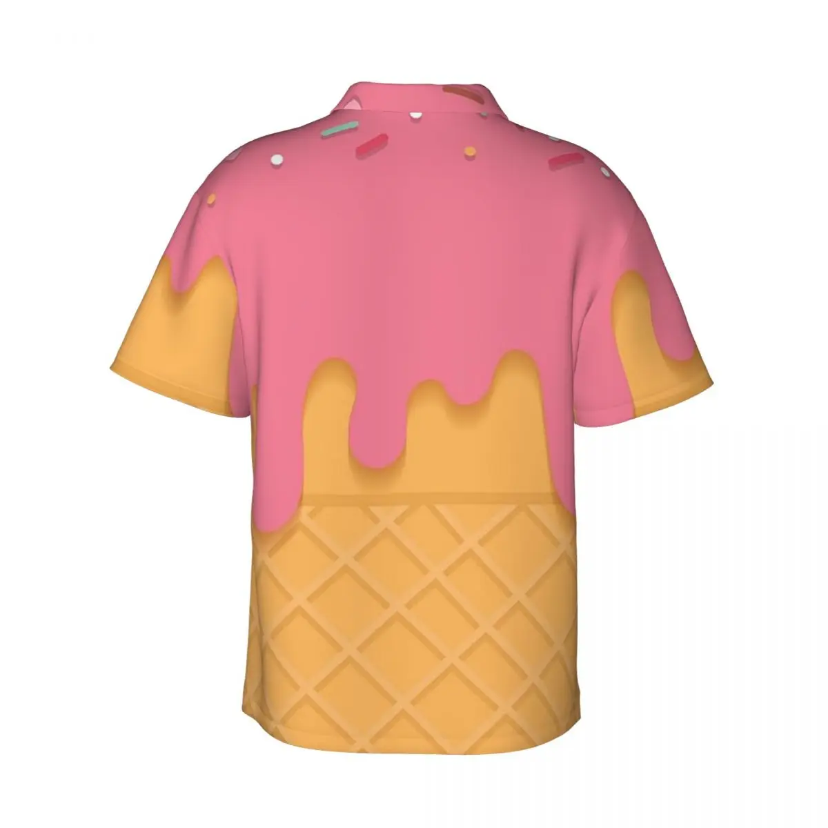Pink Ice Cream Men's Shirts Hawaiian Short Sleeve Shirt Fashion Lapel Tops for Summer Beach