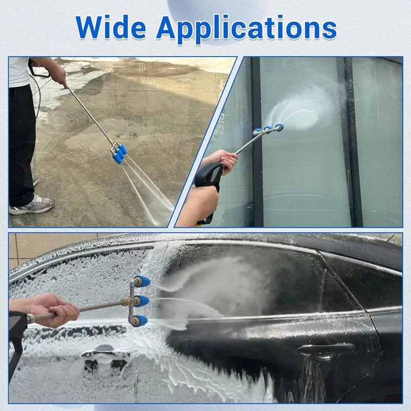 Triple Turbo Nozzle Pressure Washer, 360° Rotating Turbo Nozzle With 1/4Inch Quick Connector, 2.0 Orifice, 4000 PSI