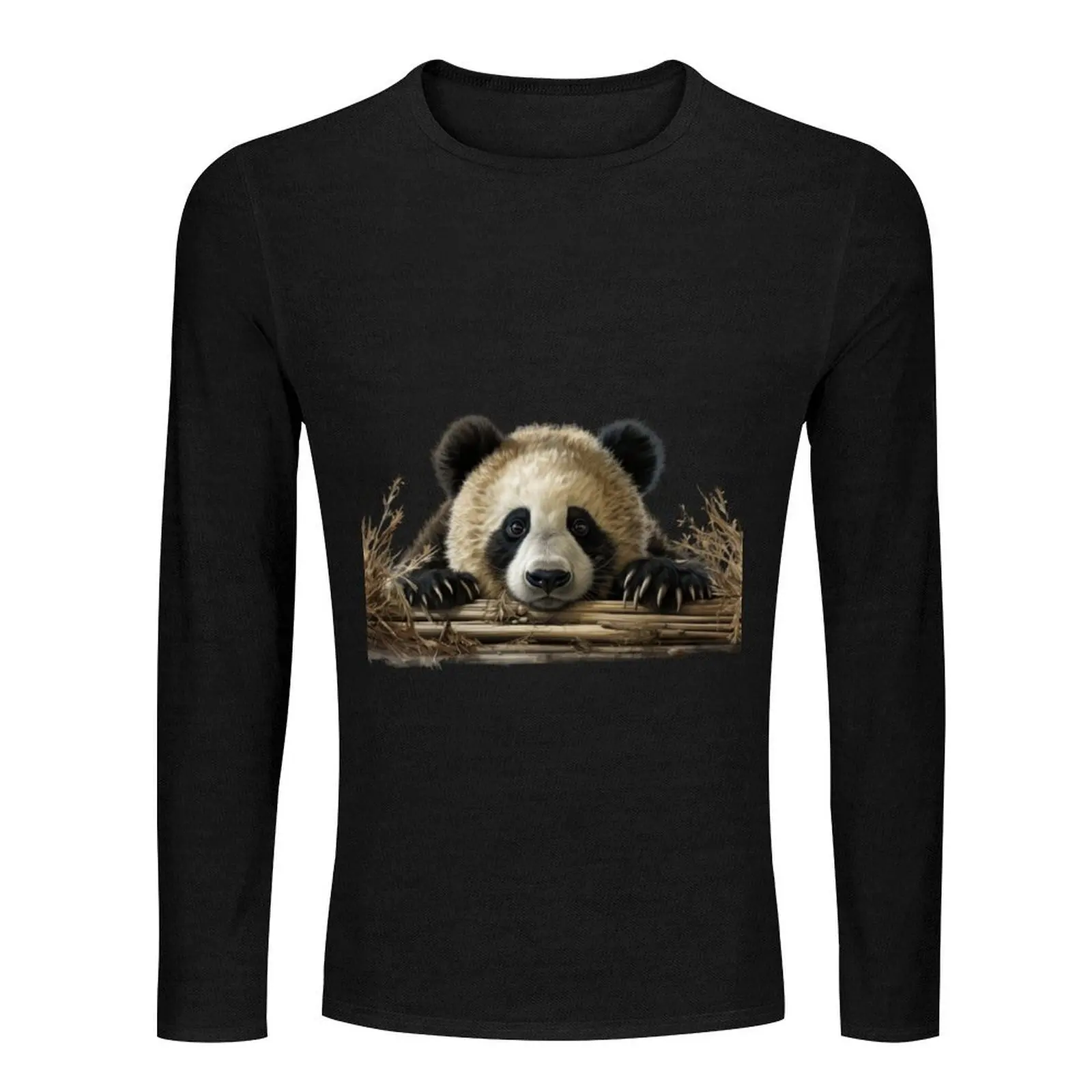 Panda's Gaze Long T-Shirt shirts graphic tees tops korean fashion aesthetic clothes t shirts men