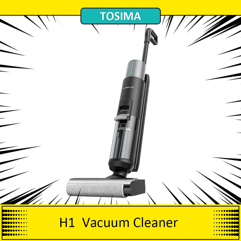 TOSIMA H1 Cordless Wet Dry Vaccum Cleaner, 4000mAh Battery, 860ml Water Tank, 35mins Running Time, One Button Self-Cleaning