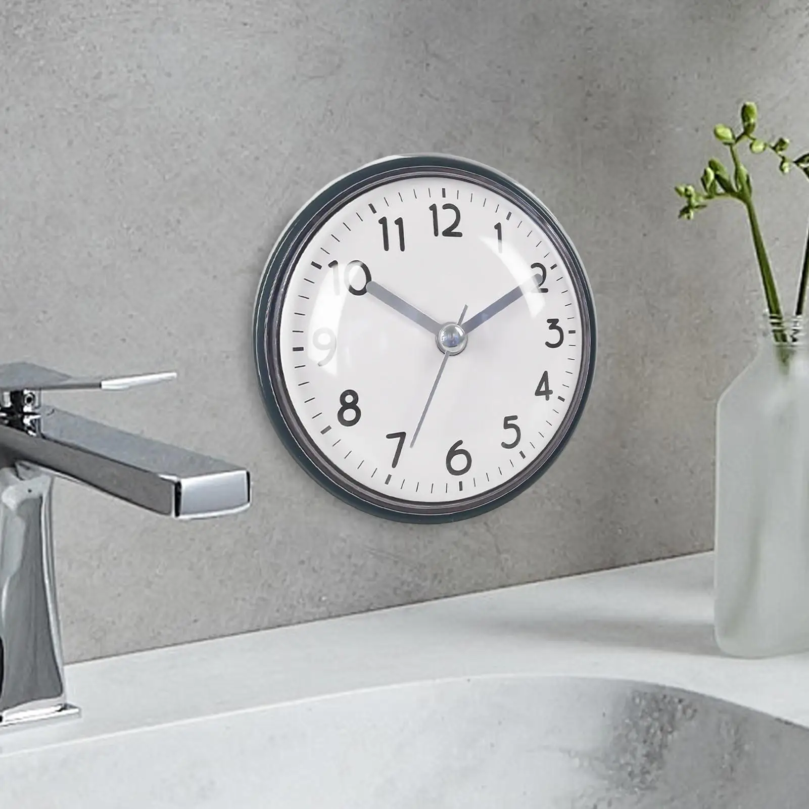 Shower Clock Waterproof Suction Cup Waterproof Battery Operated Alarm 3 Inches Small Clock for Bathroom for Home Office Living