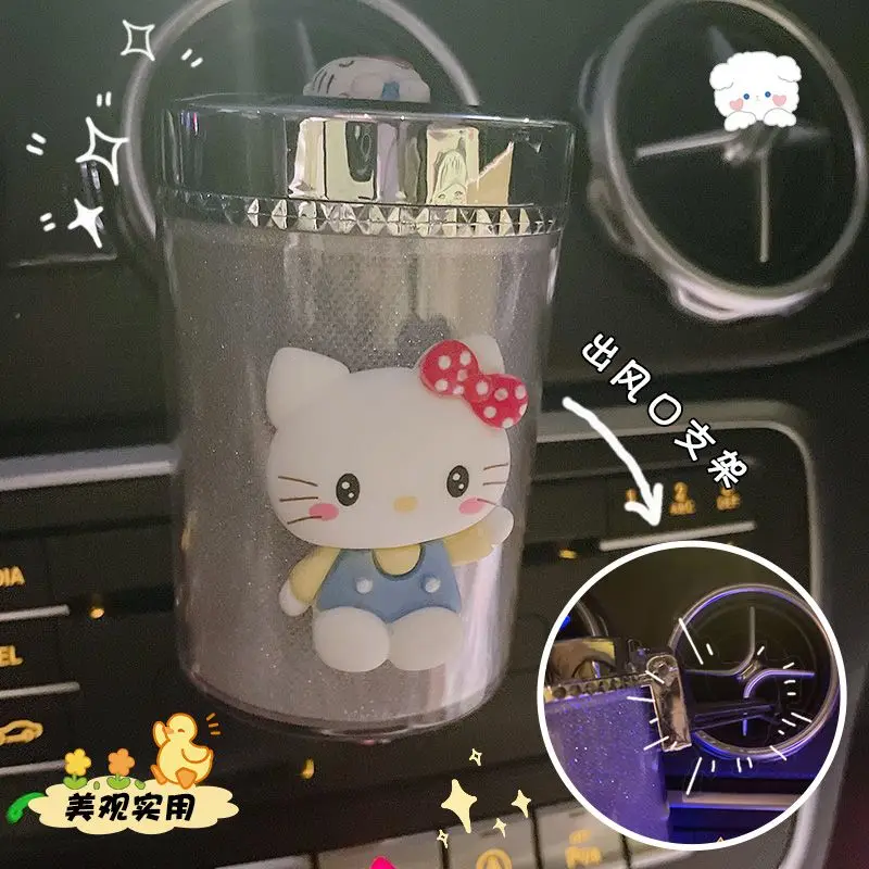Kawaii Hello Kitty Car Ashtray Personality Led Light-Up Car Ashtray with Cover Sanrio Car Decoration for Men Women Holiday Gift