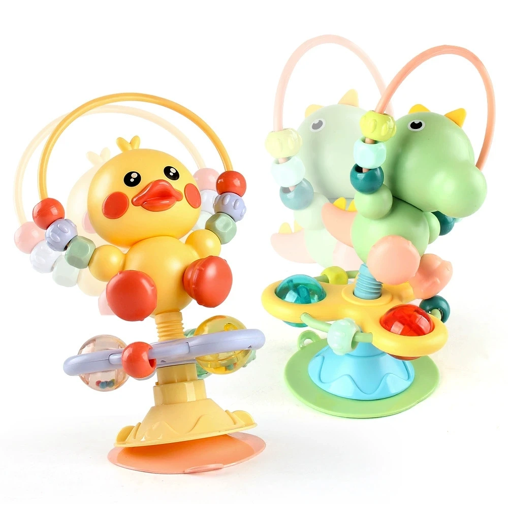 Table de chaise à manger, ventouses, jouets musicaux rotatifs, Puzzle d'éducation précoce, poignée apaisante, caneton, hochets pour bébé de 0 1 2 3 ans