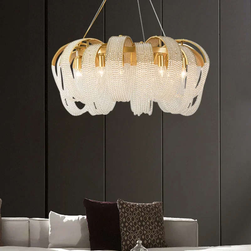 

Modern Creative Designe LED Chandelier Luxury Tassel Crystal Pendant Light Dining Room Bedroom Lamp High-end Lighting Home Decor