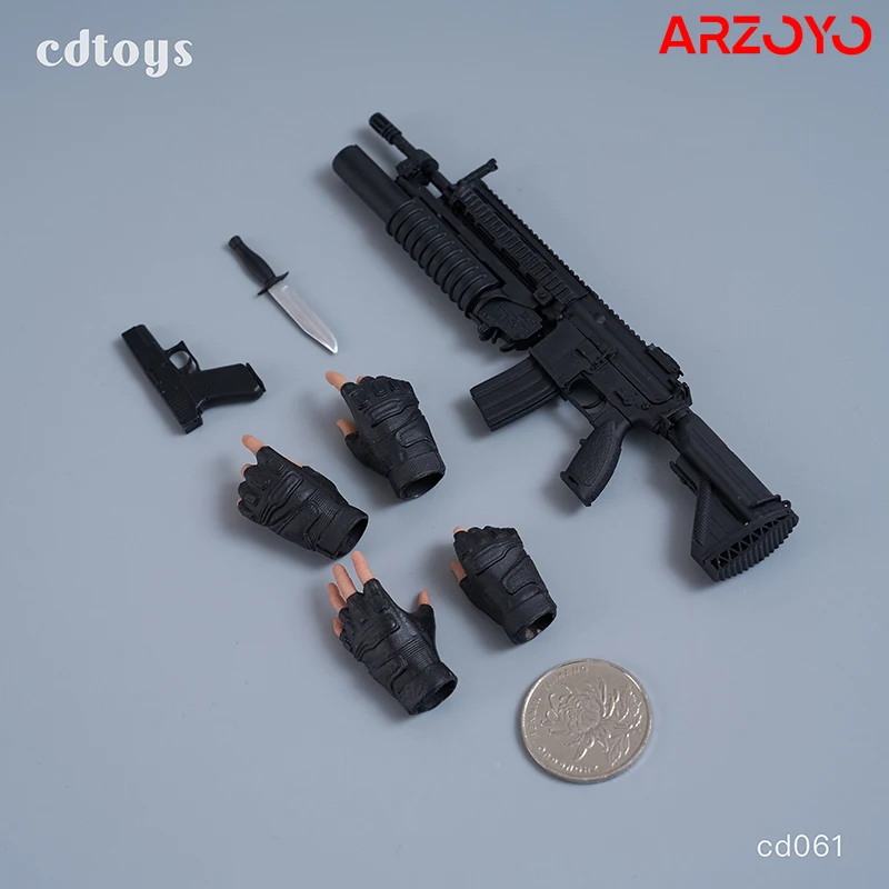 Cdtoys-人形,黒のグローブ,ハンドナイフ,武器,アクセサリーセット,女性用ソルジャーモデル,1:6スケール,12インチ,cd061