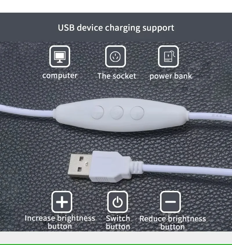USB باهتة 1.5 متر سلك موصل مع التبديل 4K تحديث ستبليس يعتم ل 5 فولت LED قطاع سلسلة ضوء مصباح USB لا ستروب وميض
