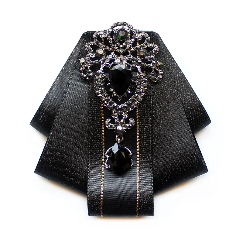 New Handmade Black Rhinestone Bow Tie Fashion Men Business Banquet Wedding Celebration Groom Accessories Luxury Men\'s Jewelry