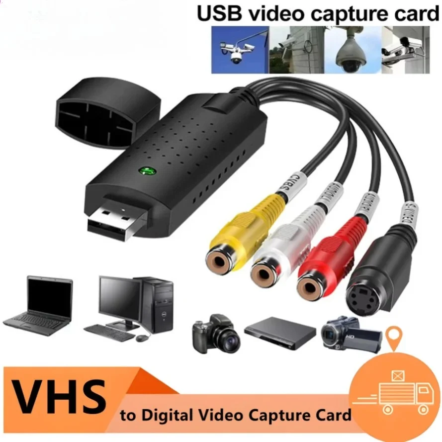 USB Video Capture Card VHS To Digital Converter Video To Digital Format Audio Video DVD VHS Record Capture Card for Win 7/8/10