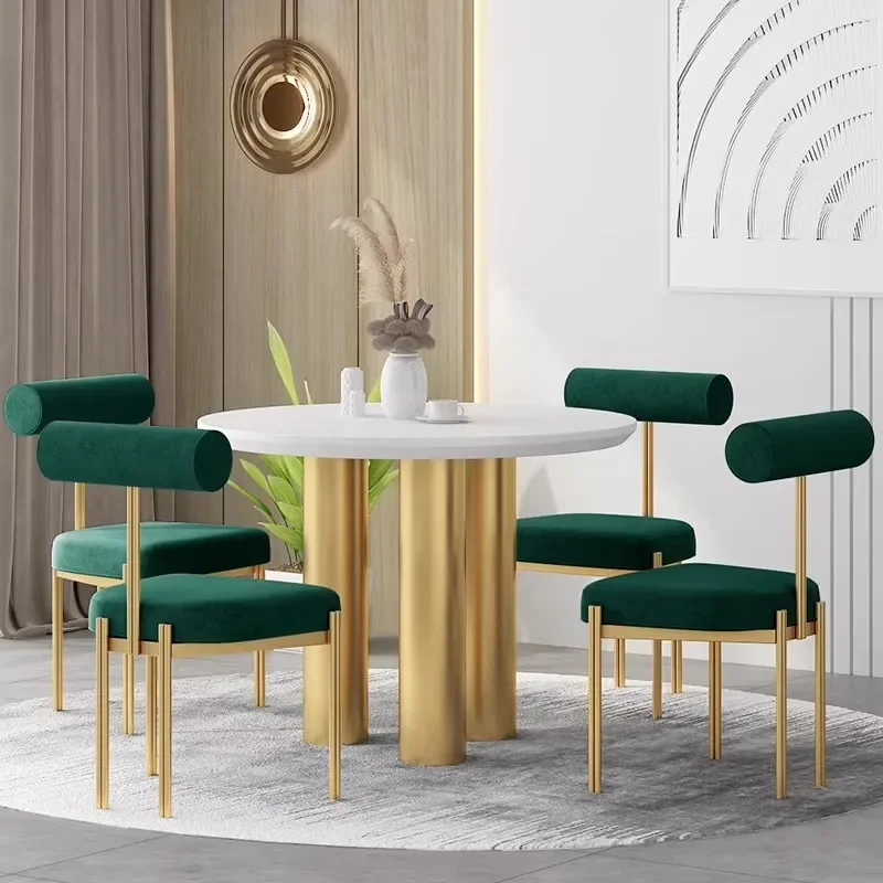Cadeira de Jantar Moderna com Estrutura de Ferro e Encosto para Casa, Escritório, Conferência, Banqueta de Maquiagem, Cadeira de Acento Minimalista de Luxo