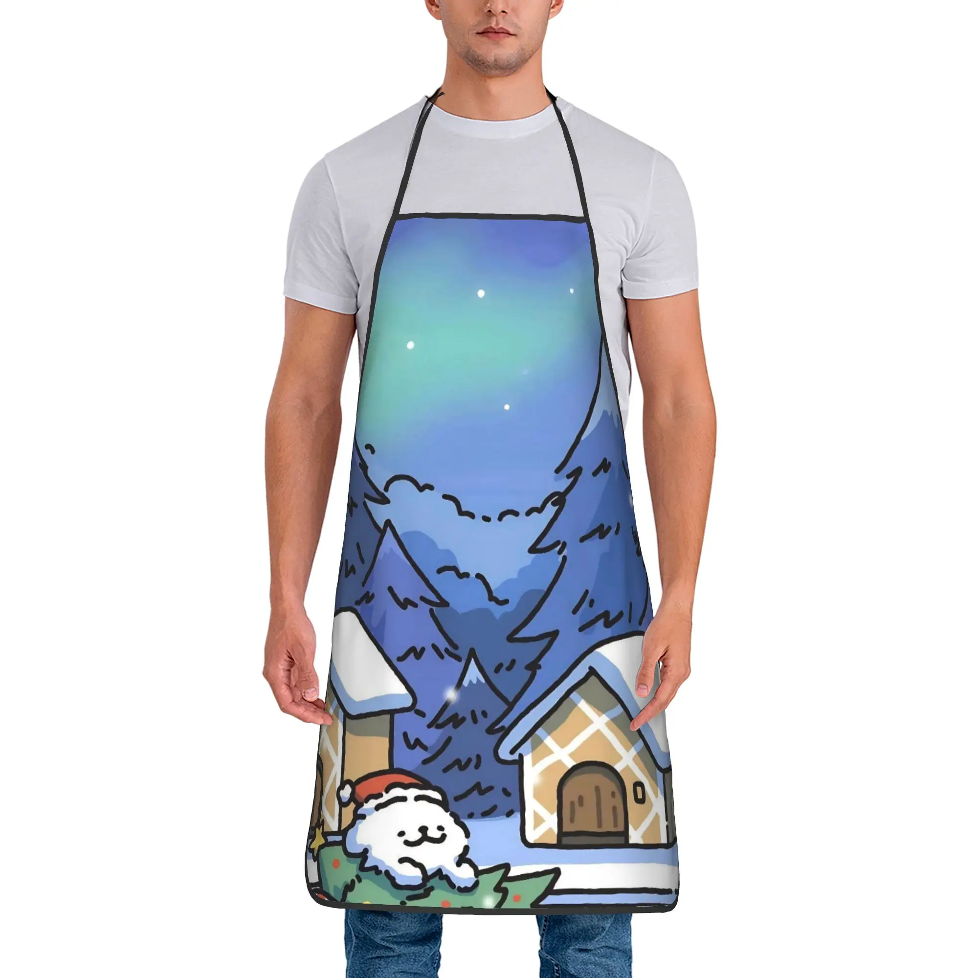 

Line Dogs Apron Work Manicure Kitchen Accessories Fashion Cleaning Aprons without Pocket