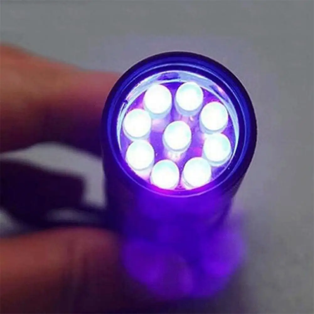 9 UV Led Ultraviolet  Flashlight Multi-functional Mini Fluorescent Torch Lightweight Portable Outdoor Waterproof Emergency Lamp