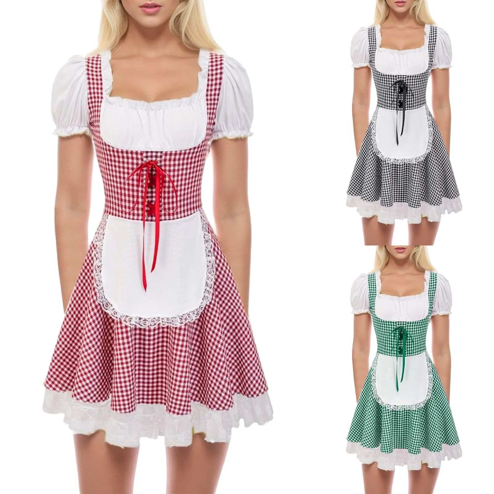 New Oktoberfest Traditional Festival Wench Costume Women Bavarian Dirndl Dress Casual Dirndls Costume Chic Oktoberfest Dress