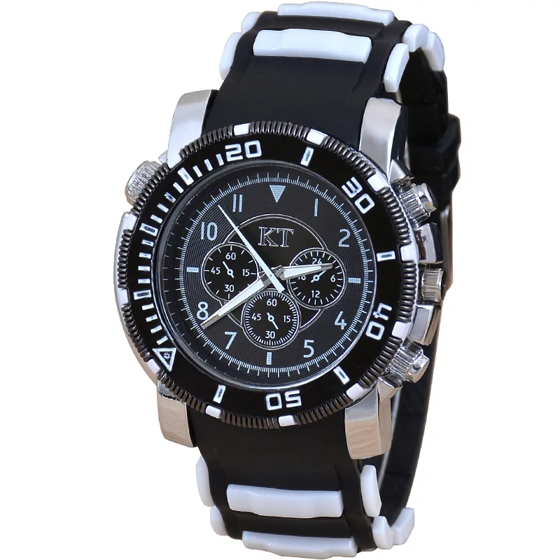 

Fashion Sports Men's Quartz Watch Three Eyes Six Needles Silicone Strap Wristwatch Multifunction Relogio Masculinob Gift