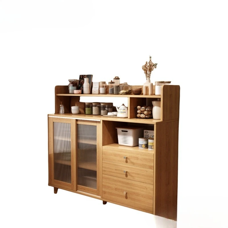 

Side cabinet modern simple wood color living room tea cabinet locker household kitchen locker storage wall cabinet