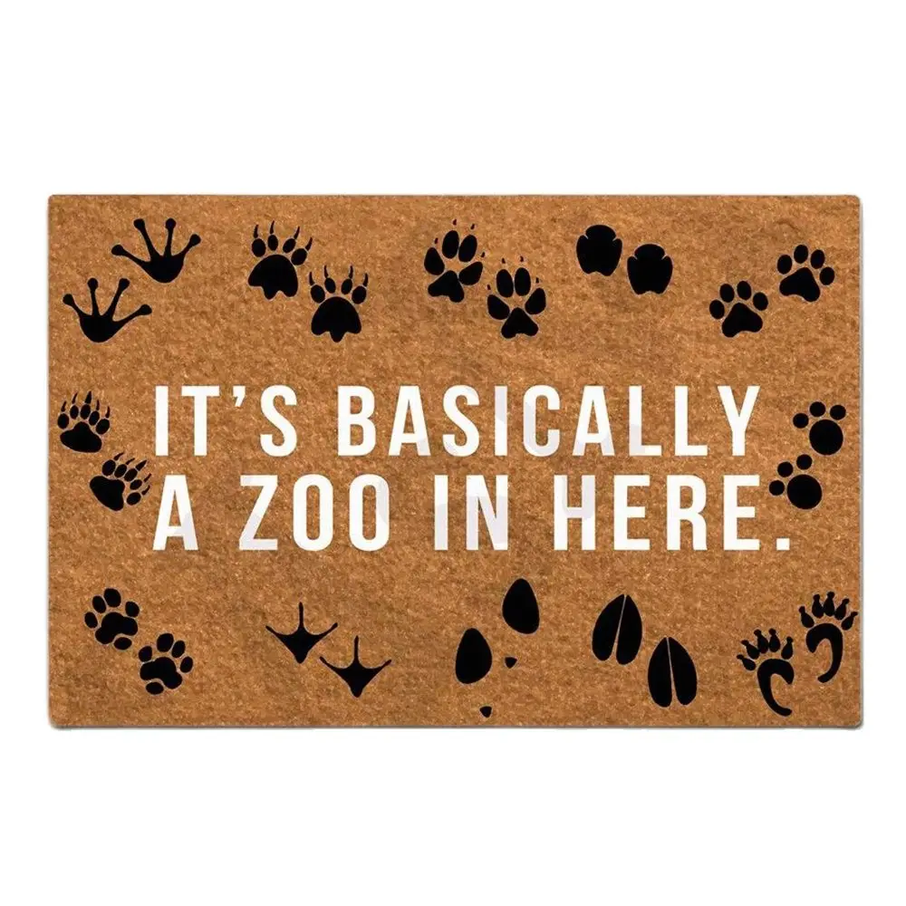 

It's Basically A Zoo in Here Doormat Outdoor Porch Patio Front Floor Christmas Decoration Holiday Rug Decor Home Door Mat