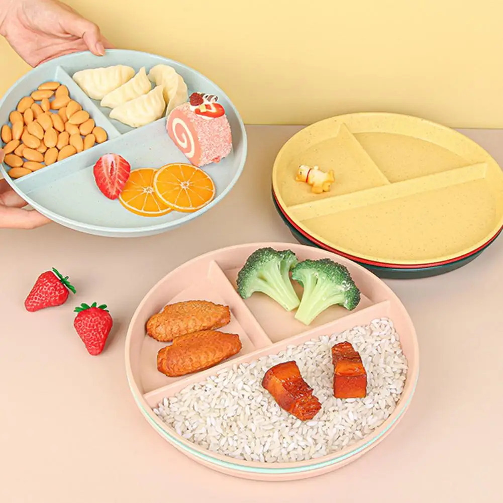 3 Compartments Tableware For Children Divided Meal Plate Weight Loss Ration Unbreakable Dish Plate Dishwasher Safe For Breakfast