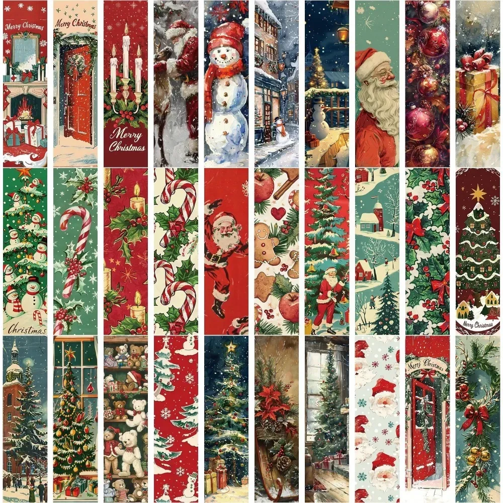 30pcs Retro Christmas Bookmarks Reading Pages Books Marking Students Creative Gifts Cartoon Christmas Decorations Party Favors