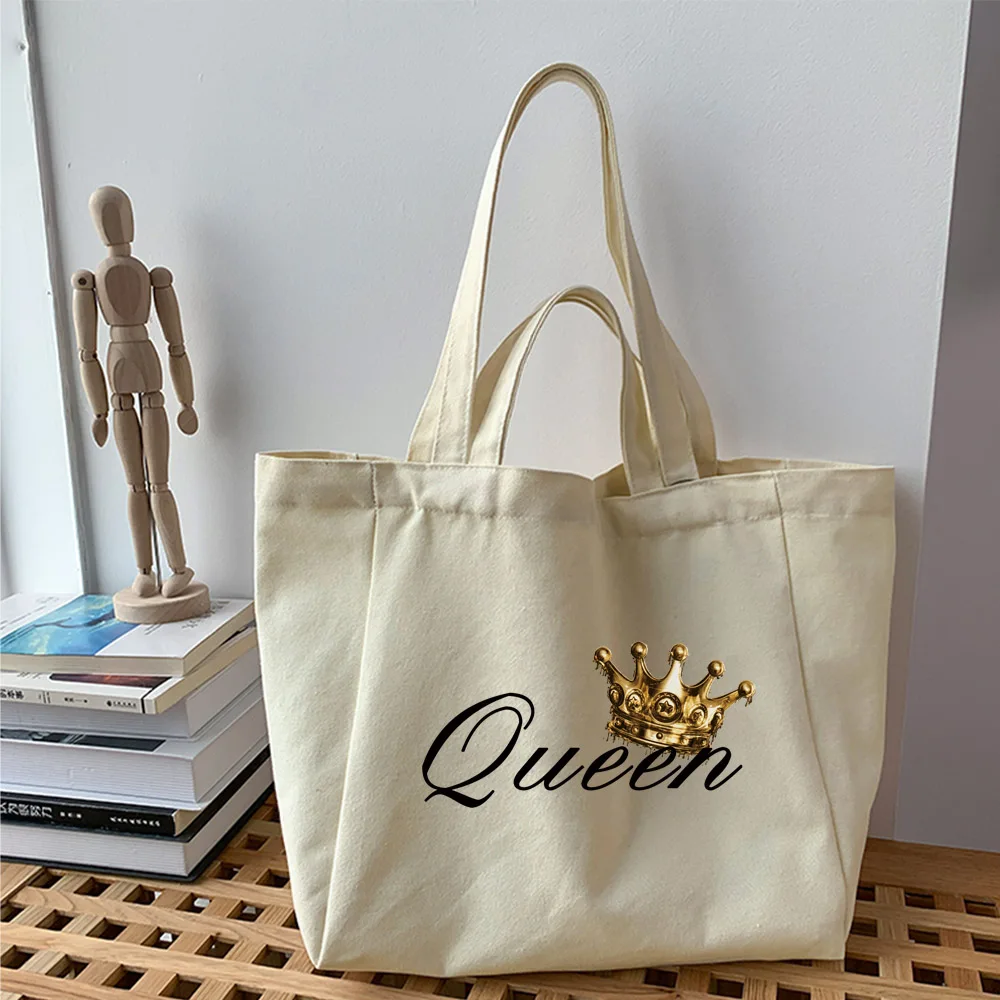 Canvas Shopping Bag New Harajuku King Printing 2024 Large Capacity Conventional Tote Bag Fashion Women's Shoulder Bag Simple Bag