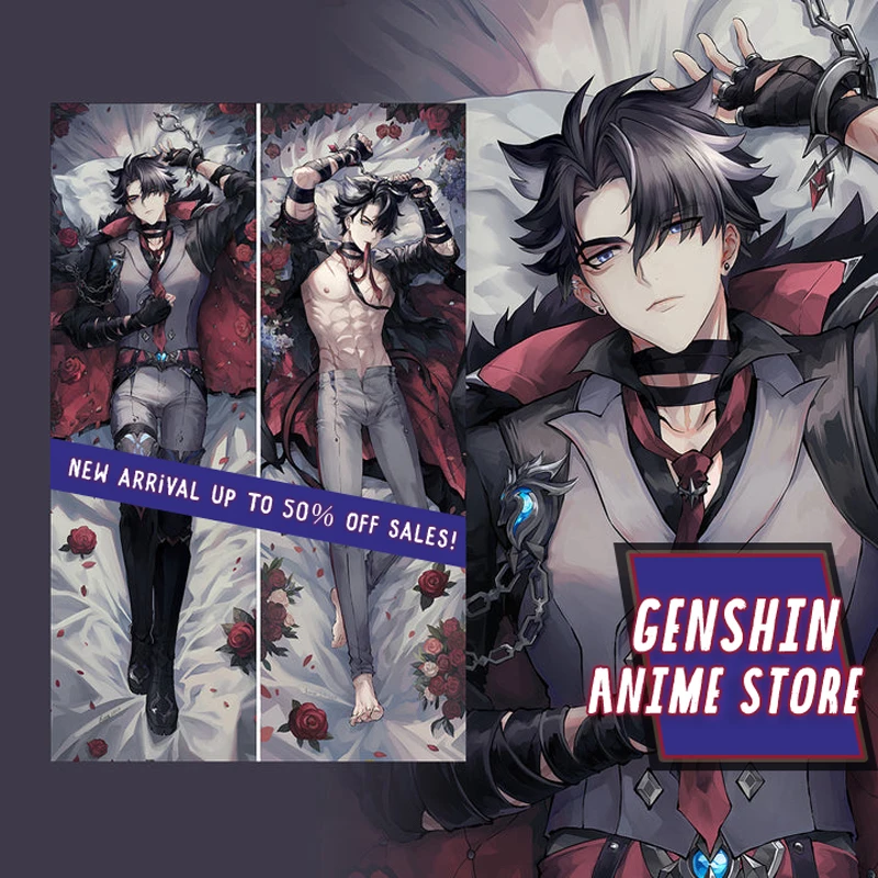 Anime Genshin Impact Wriothesley Dakimakura Cosplay Hings Body 2-Side Peakin Case Bedding Pillow Cover Boy Props