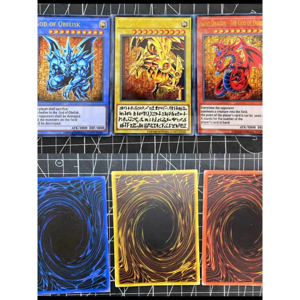 3pcs/set Yu Gi Oh Slifer The Sky Dragon Obelisk The Tormentor Refraction Flash Card Anime Classics Game Collection Cards Toy