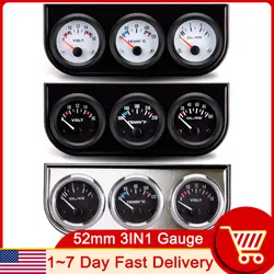 52MM 3 In 1 Volt Meter + water Temp Gauge+Oil Pressure Gauge Kit Volt Meter Oil Temperature Gauge Triple Meter + Oil Pres Sensor