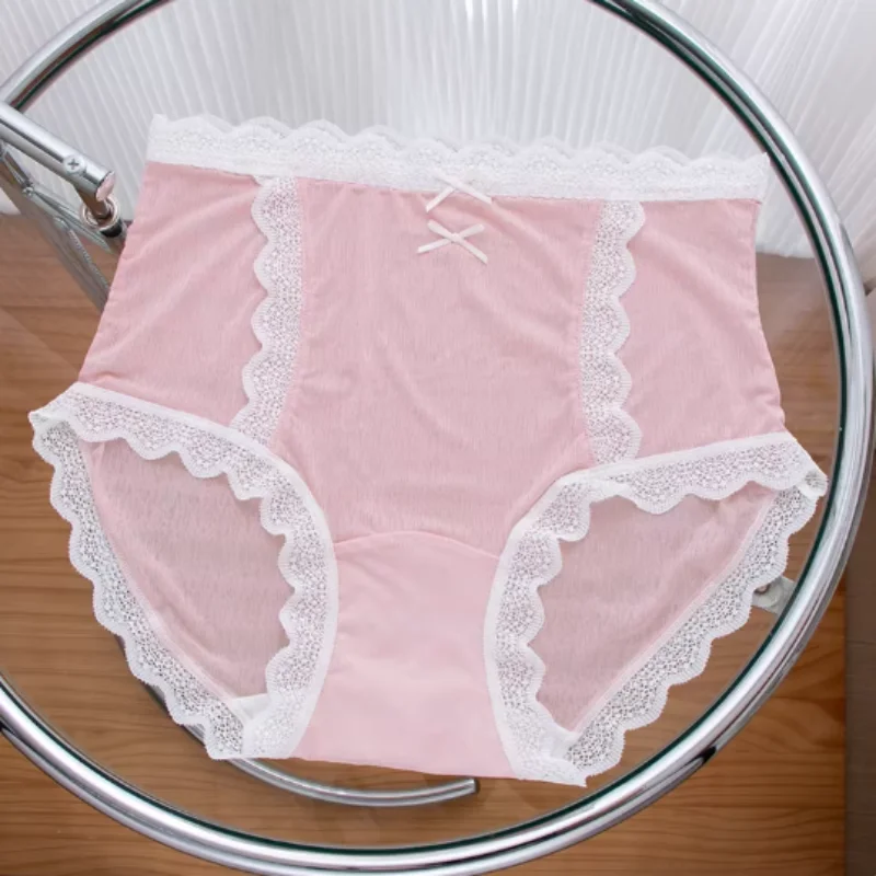 Sexy Plus Size Lace Lingerie High Waist Women Breathable Quick Dry Seamless Butt Lifting Briefs Bow Sissy Private Party Costumes