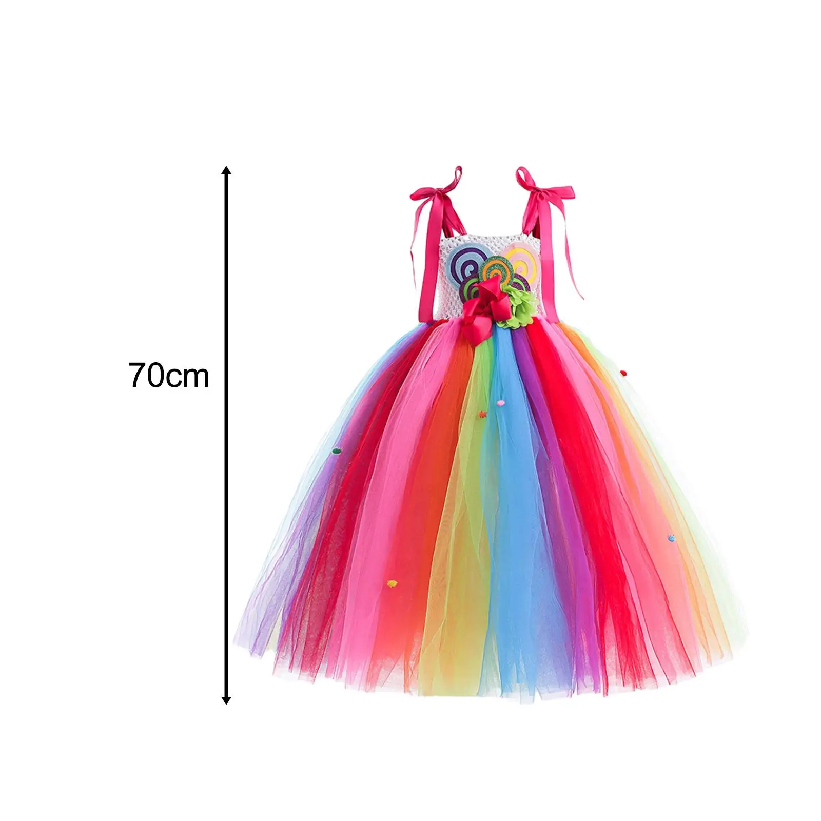 Vestido doce para meninas vestido extravagante colorido vestido arco-íris vestido de tule para Halloween