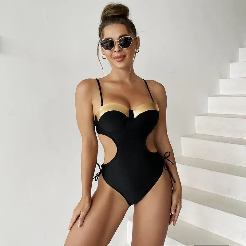 

Bathing Suit Women European And American One-piece Swimsuit Sexy Tight Solid Color High Elastic Backless Sports Women's Swimsuit
