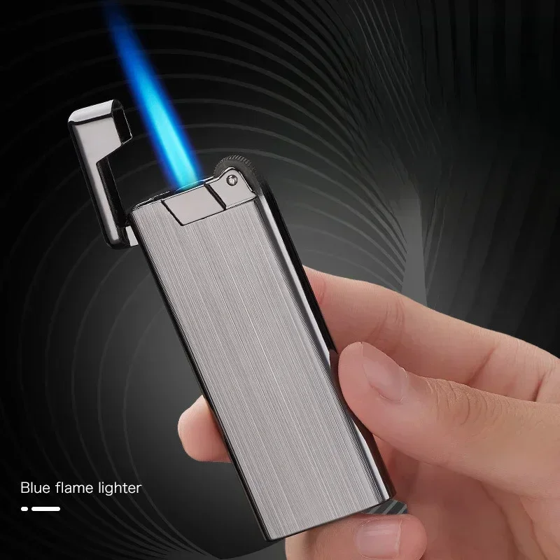 Metall-Schleifscheibe, Taschenlampe für Männer, Turbo-Gasfeuerzeug, winddicht, Zigarrenfeuerzeug, Kitch und Outdoor, Camping, Grill, hochwertige Geschenke