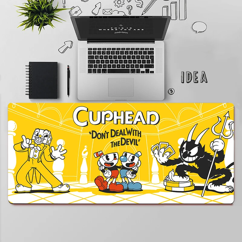 Cuphead Gaming Mouse Pad Large Mouse Pad PC Gamer Computer Mouse Mat Big Mousepad Silicone Carpet Keyboard Desk Mat Mause Pad