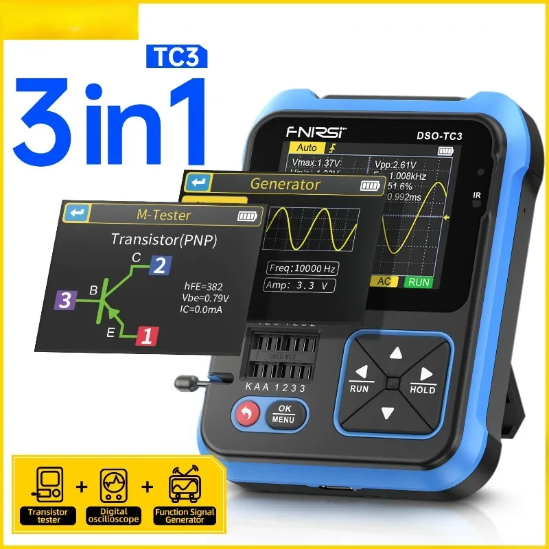 

DSO-TC3 Handheld Oscilloscope Transistor Detector Digital Oscilloscope LCR Meter Resistance Meter Capacitance Meter