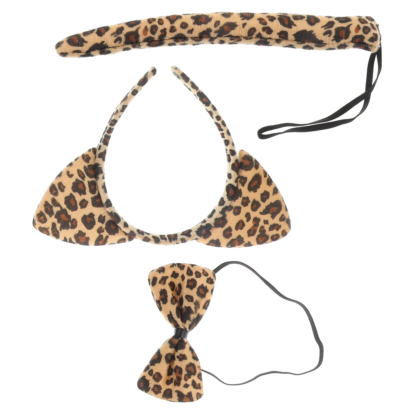 Bandeau de sauna léopard avec oreilles de chat pour filles, accessoires de queue, costume pour enfants, 3 pièces