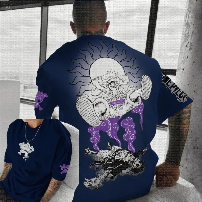 قطعة واحدة أنيمي الطرفية جديد تي شيرت الرجال الصيف الشارع الأمريكي الاتجاه تنوعا حجم كبير الأسرة قصيرة الأكمام #5