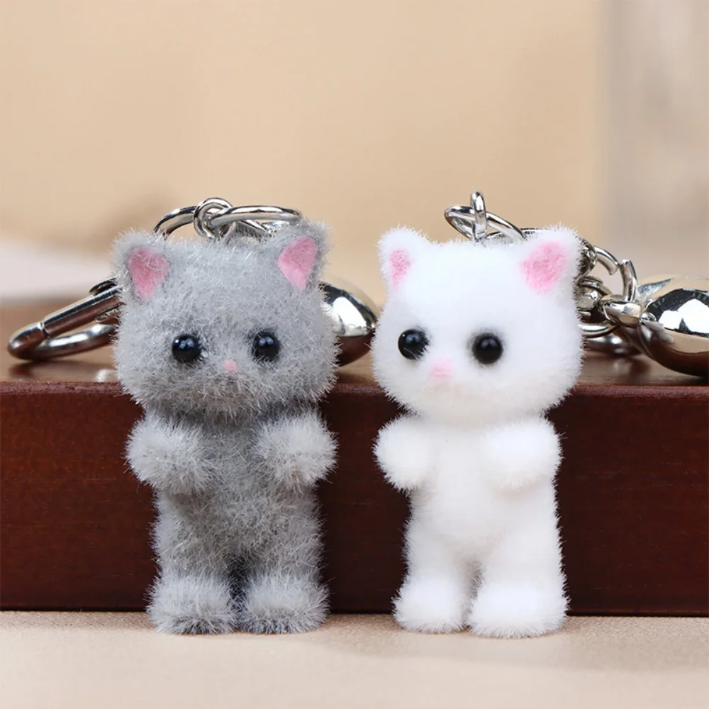 1 unidad Lindo Llavero de Gato Afelpado 3D, Colgante para Teléfono, Adorno para Auriculares, Decoración para Bolso, Llavero para Coche, Regalo de Joyería